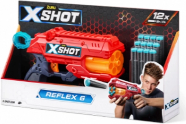 Pistolet na piankowe naboje X-SHOT Reflex 6 – pomarańczowy, 12 strzałek