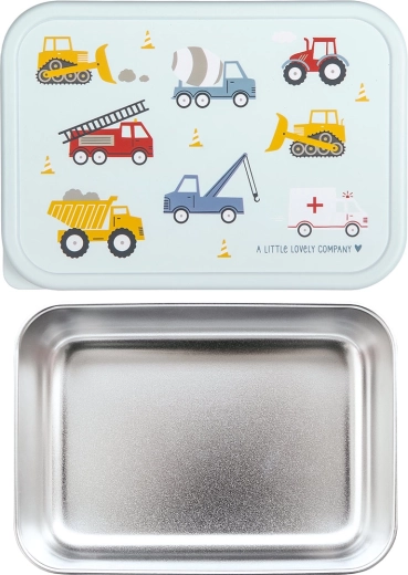 A Little Lovely Company stalowy lunchbox ze stali nierdzewnej z plastikową pokrywką – pojazdy