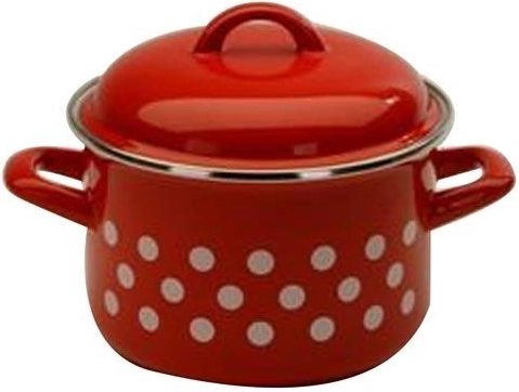 Emaliowany garnek z pokrywką 24 cm, 7 l Kropeczki czerwone