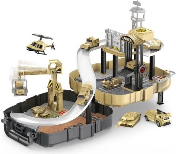 Wojskowa stacja z 2 autkami w plecaku