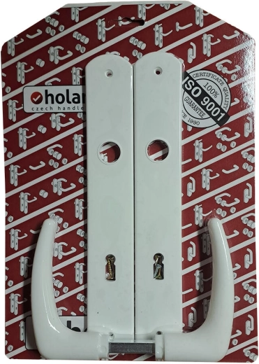 Klamka drzwiowa Klasik z szyldem XXL 90 mm do zamka zapadkowo-zasuwkowego (BB), biała