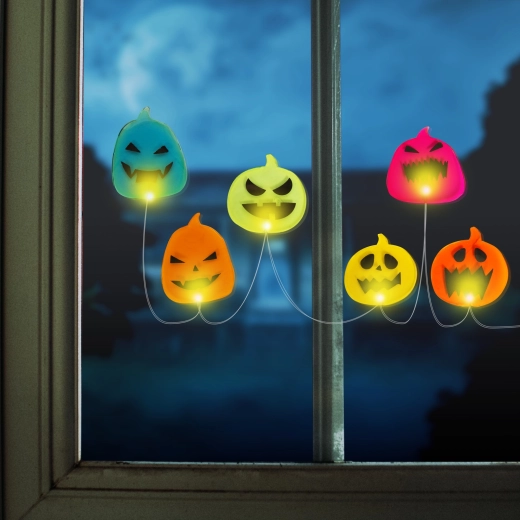 Halloweenska dekoracja LED na okno z dyniami, 85 cm