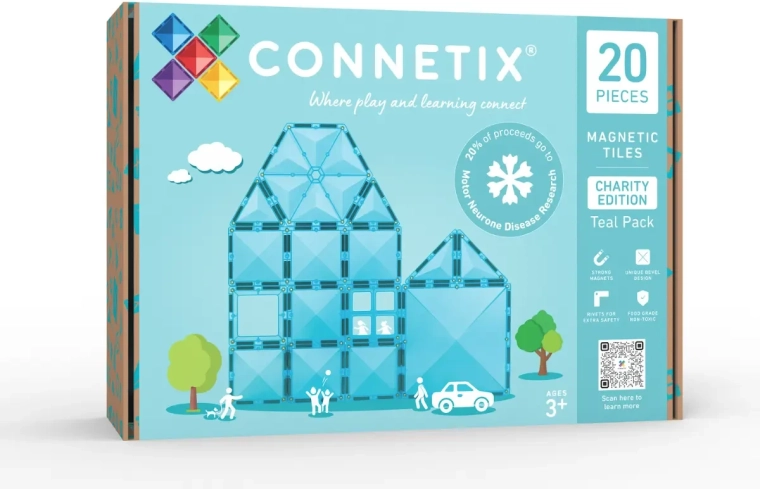 CONNETIX charytatywny zestaw turkusowych elementów magnetycznych – 20 elementów