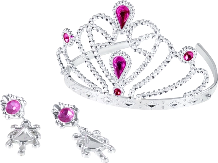 Korona dla księżniczki z kolczykami różowa