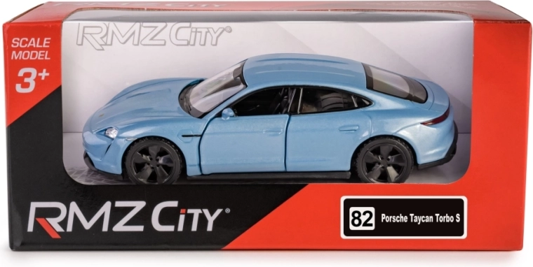 Metalowy model auta PORSCHE Taycan Turbo S 2020 z napędem pull-back – niebieski (1:40)