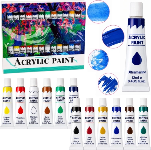 Zestaw farb akrylowych 24 kolory 12 ml