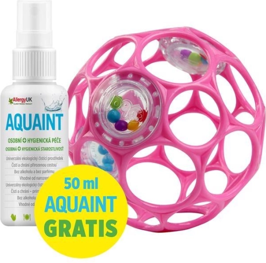 Oball grzechocząca piłeczka 10 cm ciemnoróżowa + woda oczyszczająca Aquaint 50 ml