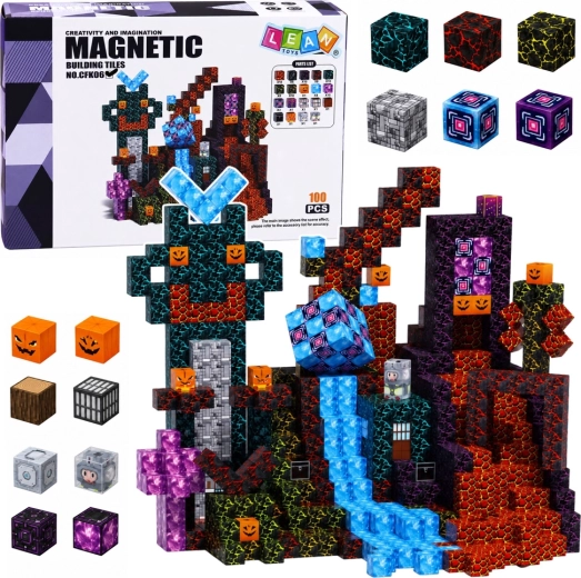 Magnetyczne klocki pikselowe 3D Mroczny świat 100 elementów STEM