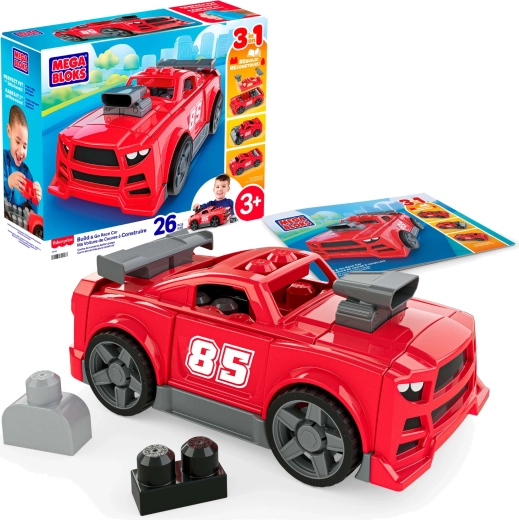 Mega Bloks 3w1 zestaw konstrukcyjny – samochód wyścigowy (26 elementów)