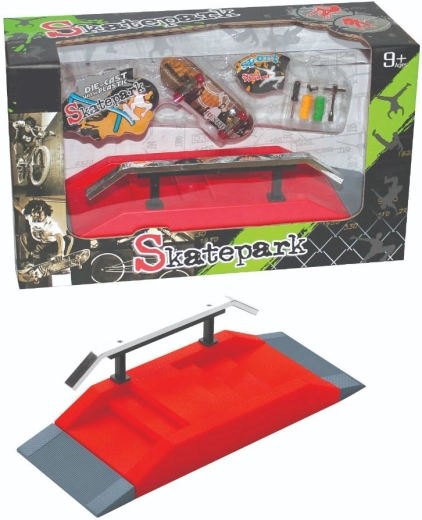 Zestaw skateparku do fingerboardu z metalową poręczą