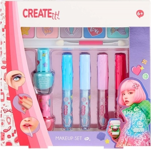 Create It! dziecięcy zestaw do makijażu z brokatem (7 szt.)