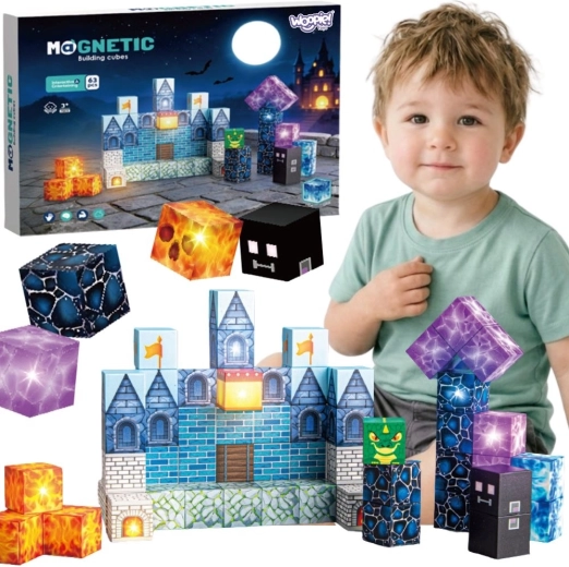 Woopie magnetyczne klocki konstrukcyjne Pixelowy Zamek 64 szt.