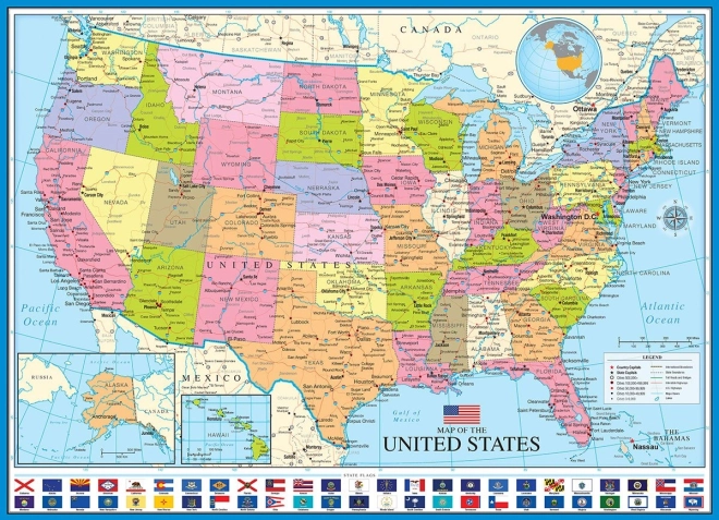 Puzzle EUROGRAPHICS Polityczna mapa USA 1000 elementów