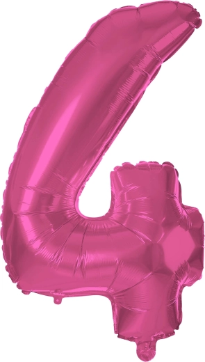Balon foliowy cyfra 4 różowy 30 cm TORO