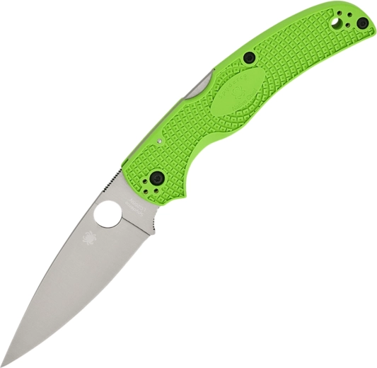 Nóż składany Spyderco Native Chief Salt, neonowo zielony FRN, satynowe ostrze 10,3 cm