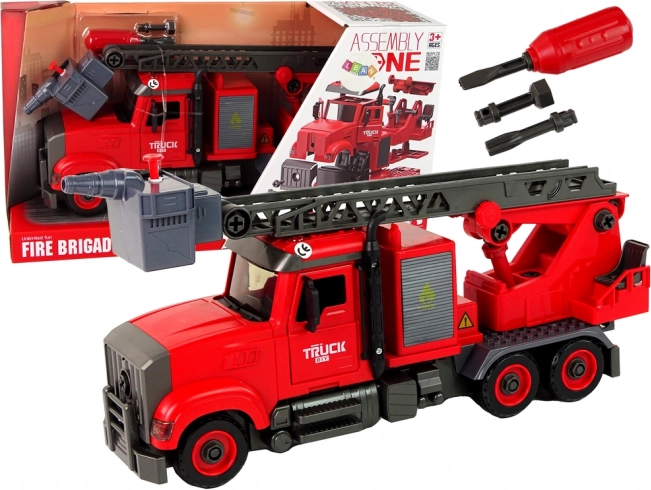 Wóz strażacki do składania z akcesoriami, czerwony