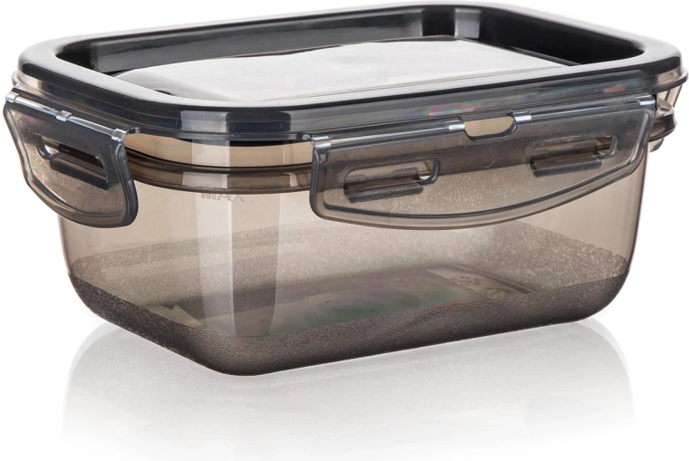 Pojemnik CADENZA prostokątny 0,45 l z zamknięciem na klips, dymno‑transparentny plastik