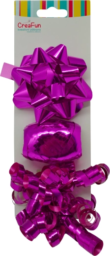 Zestaw prezentowy metalicznych kokard i wstążki, 3 szt. (kokardy 9 cm, wstążka 10 m, kokardka 6 mm)