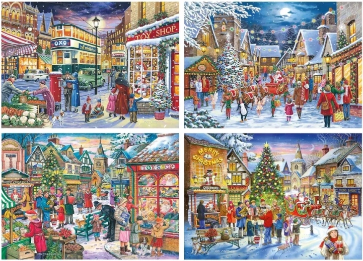 House of Puzzles Świąteczne zakupy, 4 × 500 elementów