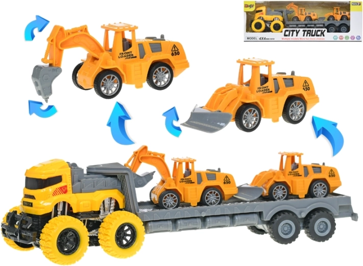 Ciężarówka z pojazdami budowlanymi na napęd bezwładnościowy 37 cm