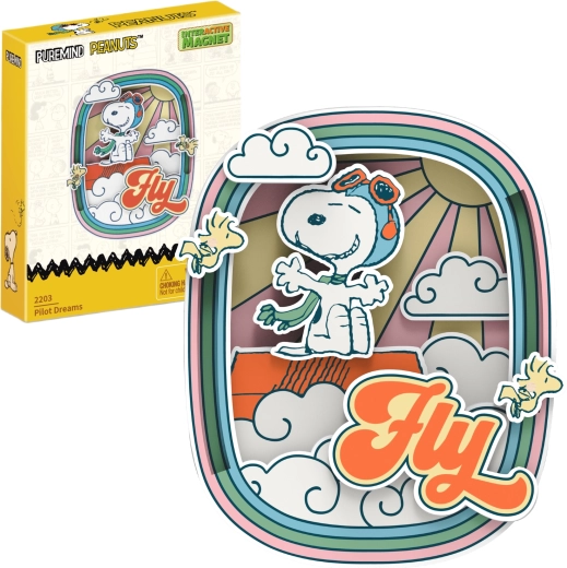 puremind magnetyczny drewniany model snoopy peanuts fly – 3d diy dekoracja