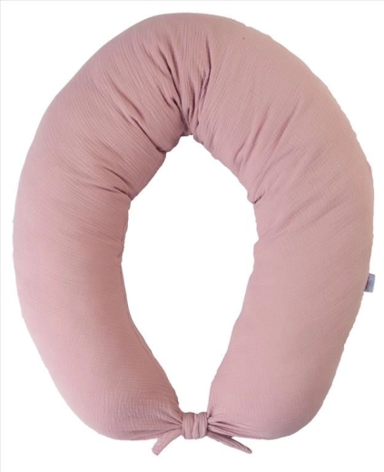 BabyMatex muślinowa poduszka ciążowa i do karmienia Moon 260 cm w kolorze pudrowego różu