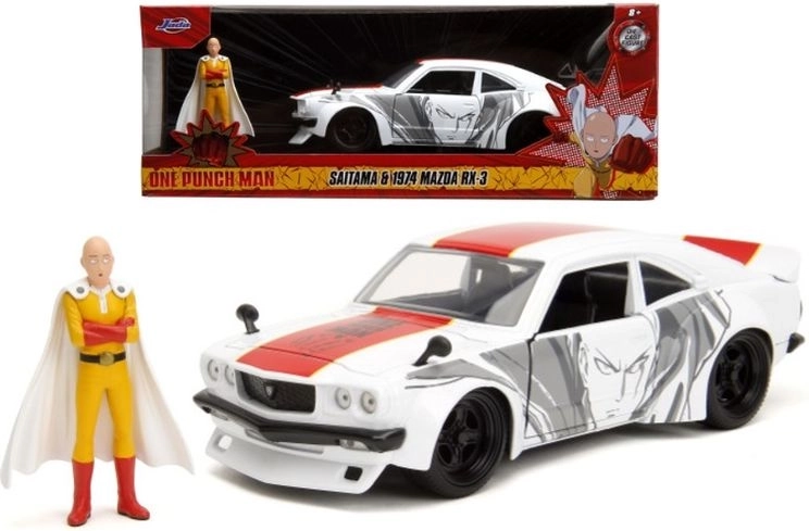 Jada One-Punch Man 1974 Mazda RX-3 1:24 z figurką Saitamy