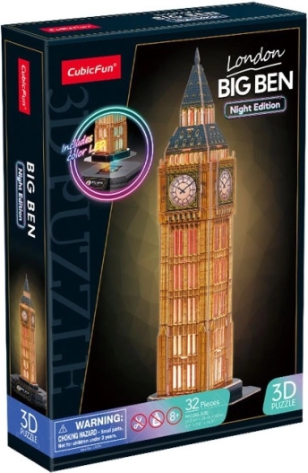 Puzzle 3D z efektem LED, edycja nocna: Big Ben