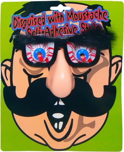 Zabawne okulary z dużym nosem i krzaczastymi brwiami