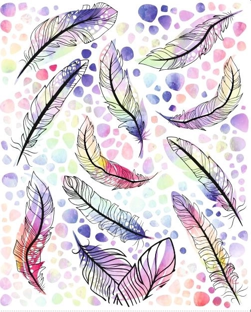 Naprasowywane naszywki piór – duży arkusz 20 × 30 cm