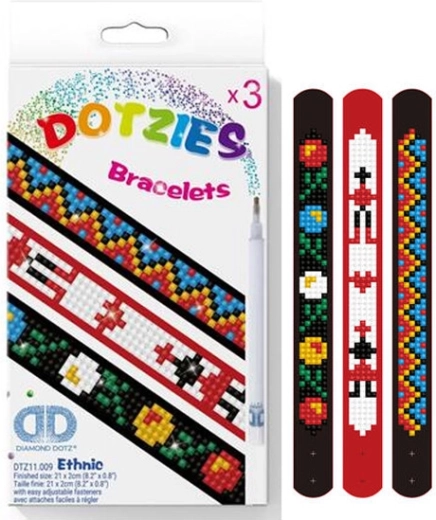 Etniczne bransoletki z diamentową mozaiką – zestaw 3 szt.
