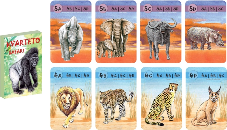 Karty do gry w kwartet Safari