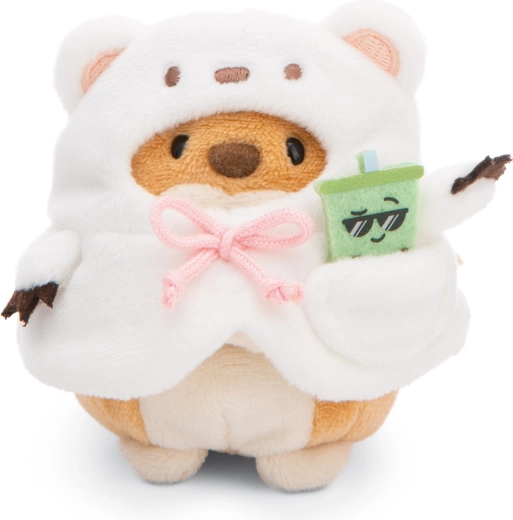 Nici MyMochi piesek Hiro 8 cm w kostiumie niedźwiedzia polarnego z bubble tea, zestaw prezentowy