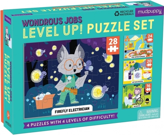 Mudpuppy Level Up! niezwykłe zawody – puzzle dla dzieci 4w1