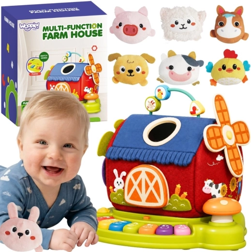 Woopie baby interaktywna farma – domek z sorterem i pianinem + 7 pluszowych zwierzątek