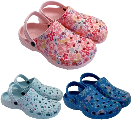 Damskie ogrodowe klapki z pianki EVA z kwiatowym wzorem