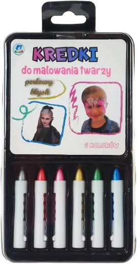 Perłowe kredki do malowania twarzy dla dzieci, zestaw 6 kolorów