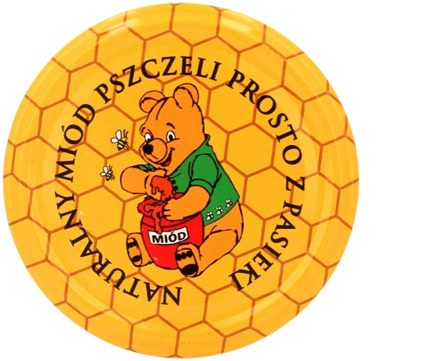 Zestaw wieczek do wekowania 82 mm z motywem plastra miodu i misia, 10 szt.