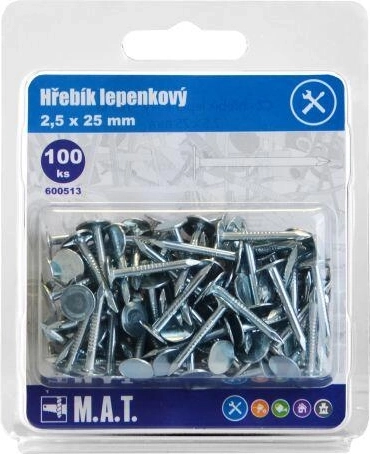Gwoździe papowe ocynkowane 25 × 2,5 mm (100 szt.)