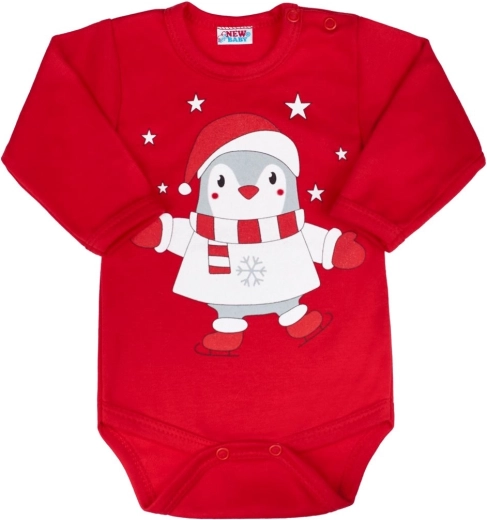 niemowlęce body z długim rękawem New Baby Winter Penguin