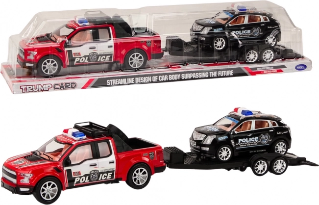 Policyjny pickup z przyczepą Policyjny zestaw pojazdów terenowych