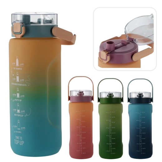 Butelka na wodę 2 l z efektem ombré, ciemnoniebieska–jasnoniebieska