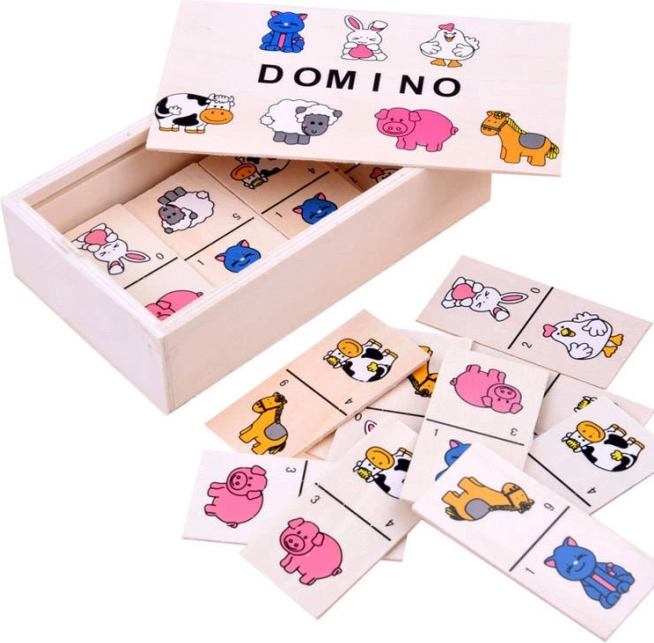 Obrazkowe domino dla dzieci – kolorowe zwierzątka