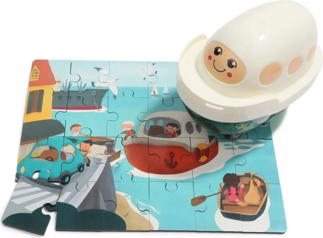 Top Bright drewniane puzzle z zabawką łódź, 24 elementy