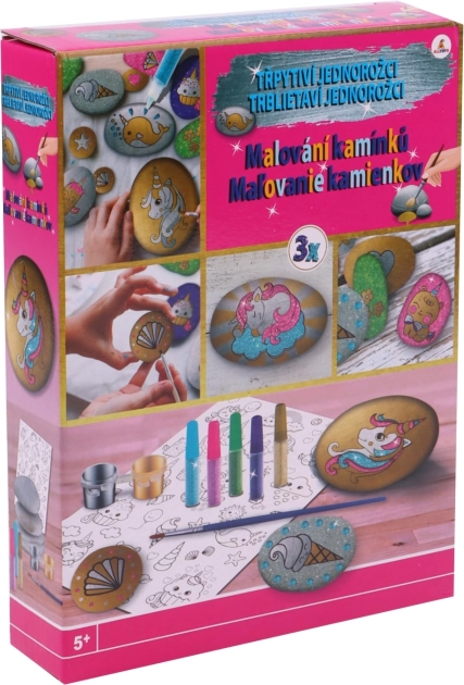 Malowanie na kamykach – błyszczący jednorożec