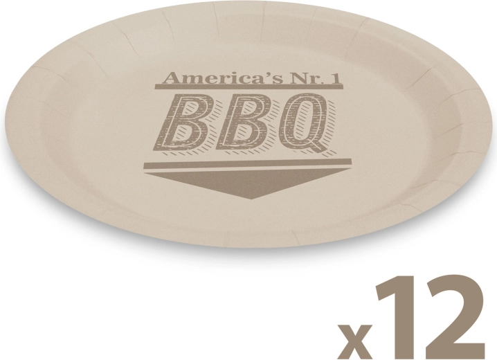 Papierowe talerze BBQ 23 cm, 12 szt.