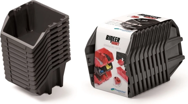 Zestaw pojemników magazynowych Bineer Short, 10 szt., 288 × 158 × 187 mm, czarne