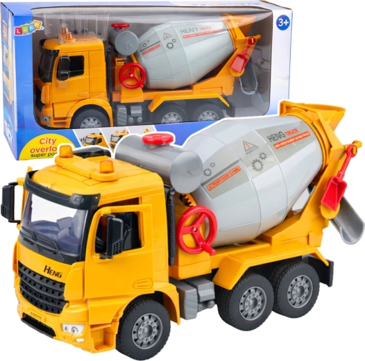 Dziecięca betoniarka budowlana z obrotowym bębnem, światłami i dźwiękami