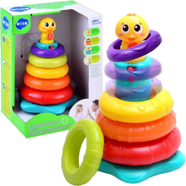 Interaktywna piramida do układania z kaczuszką, grająca i świecąca