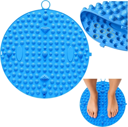 Okrągła mata do akupresury i masażu stóp z wypustkami, niebieska 33 cm - 1 sztuka